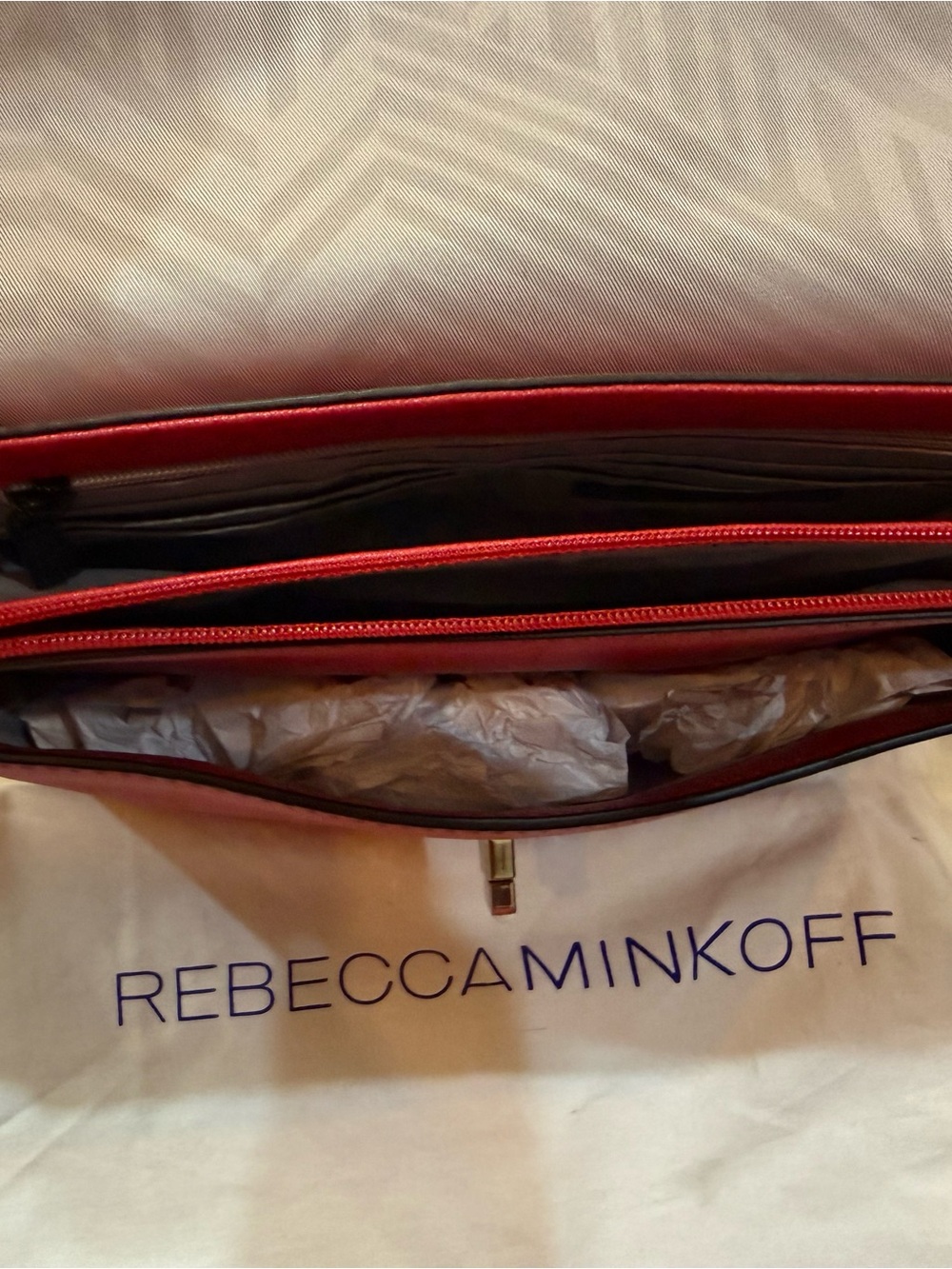 Rebecca Minkoff Red Quilted Pebbled Leather Je T’aime Handbag - Picture 7 of 13